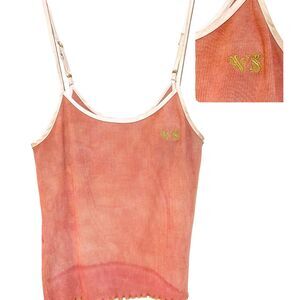 Victorias Secret Upcycled Ribbed Cami Hand Dyed Ruffle Edge Tank Top
